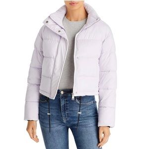AQUA Quilted Cropped Puffer Jacket in Lilac, Size S New w/Tag Retail $168